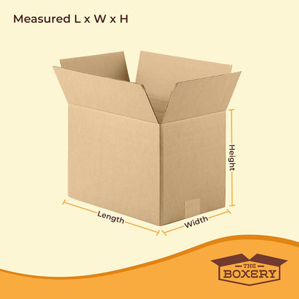 The Boxery 12"x12"x8" Brown/Kraft Corrugated Cardboard Shipping Boxes 25-Pack | Mailing, Packing, Moving & Storage for Business/Home – Durable - Eco-Friendly, Recyclable - Made in the USA