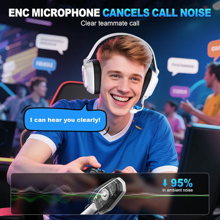 2.4GHz Wireless Gaming Headset for PC, PS5, PS4, Switch & Mac, Bluetooth Headset with Noise Canceling Microphone, Low-Latency Stereo Audio, 50mm Drivers for Nintendo 64 Accessories