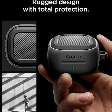 Spigen for Samsung Galaxy Buds 4 Pro Case/Galaxy Buds 4 Case (2026), Rugged Armor Drop-Protection Cover with Carabiner - Matte Black