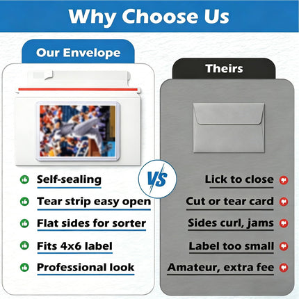 200 Pack Trading Card mailing Envelopes, 7" x 4.35" Self-Adhesive Rigid Cardboard Mailers for Semi-Rigid Sleeves, Toploaders and Card Protectors