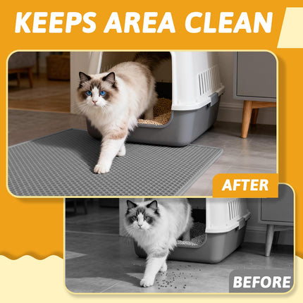 Litter Box Mat, Double-Layer Urineproof Design, 30" x 24" Gray