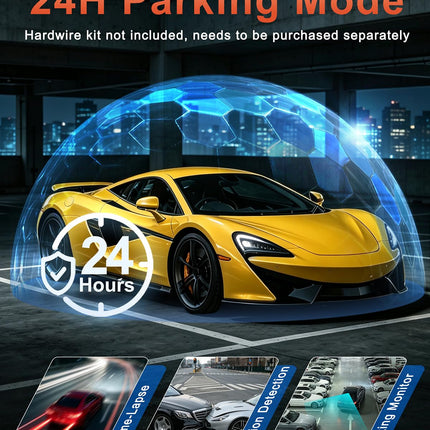 4K+1080P*3 FHD Dash Cam Front and Rear, 360° Car Camera, 5.8GHz WiFi 20MB/s