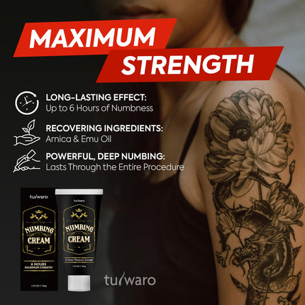 Numbing Cream Extra Strength: Tube Numbing Cream Maximum Strength Long Lasting with Arnica and Emu Oil 1.75 Fl Oz