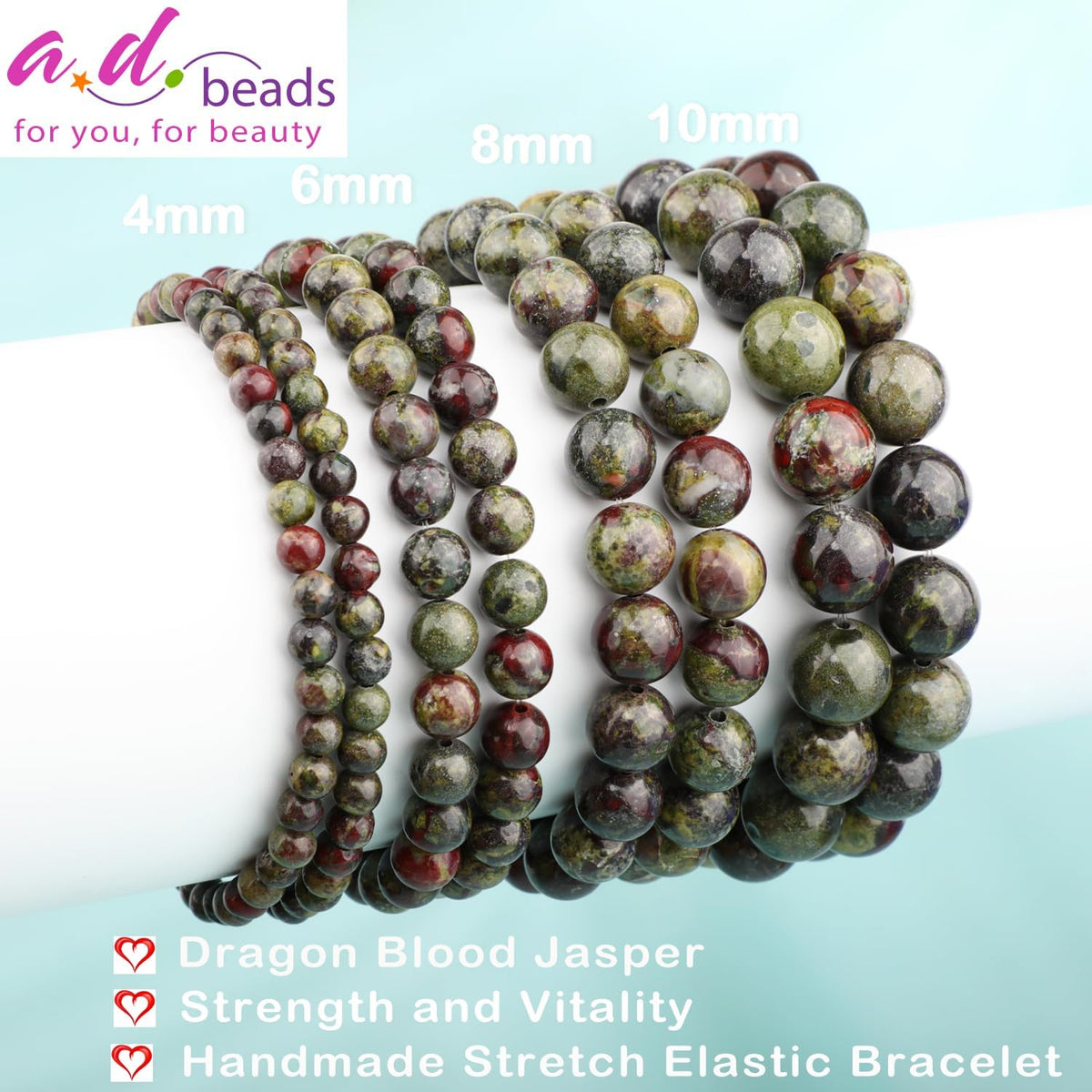 4mm Dragon Blood Jasper Stretch Bracelet - photo 3