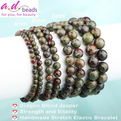 4mm Dragon Blood Jasper Stretch Bracelet - photo 3