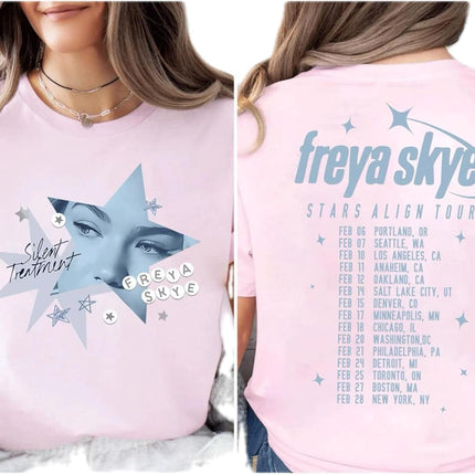Fre-ya Sk-ye Stars Alig-n Tour Selfie Star T-Shirt, Front and Back Sweatshirt Concert Merch, Handmade Memorabilia Best Friend Matching Shirt Multicolor Women Youth Kids