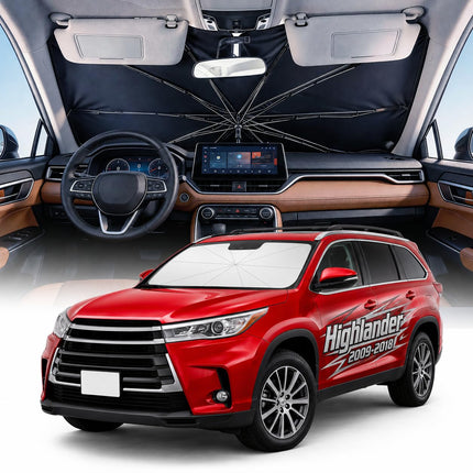 2026 Upgrade Windshield Sun Shade Umbrella, Double Thickened Ice Crystal Coating Sun & Heat Protection, Keep Vehicle Cool & Protect Interior, Zero Light Leakage Medium 57" L x 31" W