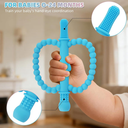 Fu Store Hollow Teether Tube 3 Pack Apple Shape Chew Straw Sensory Toy for Infant Toddlers Silicone Tubes Teething Toys for Babies 0-6 0-12 0-36 Months Gifts Teething Relief Soothing Gums