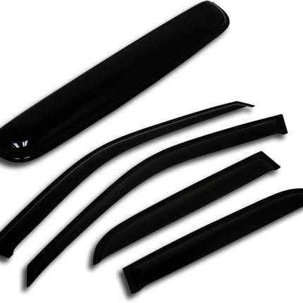 Window Visor & Sunroof 5 Pcs Set Combo | 2.0mm Outside Mount Car Rain Guard Side Deflectors | Dark Smoke Moonroof Rain Shields Compatible with 2005-2012 Nissan Pathfinder
