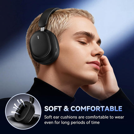 Pointcinco Hybrid Active Noise Cancelling Headphones, Over Ear Bluetooth 6.0 Wireless Headphones, 50H Playtime, Deep Bass, HiFi Stereo Sound, Lightweight Foldable for Travel, Home and Office(Black)