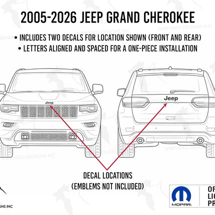 2021+ Jeep Grand Cherokee WL & L Custom Color Emblem Decal (Vinyl Sticker) - Black (Gloss)