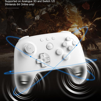 8Bitdo 64 Bluetooth Controller for Analogue 3D, Switch, Switch 2, Windows PC, and Android (White)