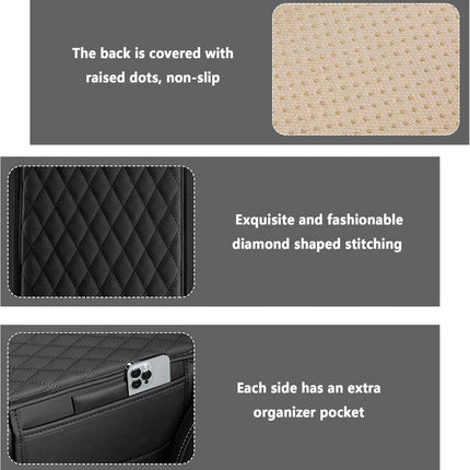 Stacool Upgraded Car Center Console Cover,Microfiber Leather Car Armrest Cover Cushion with 2 Storage Bags,Universal Car Armrest Storage Box (Black)