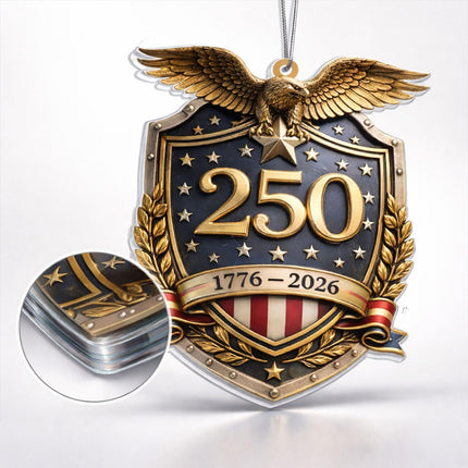 United States 250th Anniversary Ornament, Patriotic Eagle Christmas Ornament, Double-Sided Printed 2D Acrylic Keepsake, 1776-2026 America 250th Christmas Ornament (250th Two)