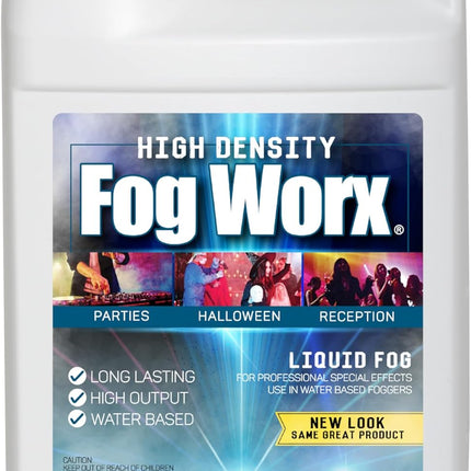 FogWorx Extreme High Density Fog Juice Gallon - Long Lasting, High Output, Odorless Water Based Fog Machine Fluid - for 400 Watt to 1500 Watt Machines