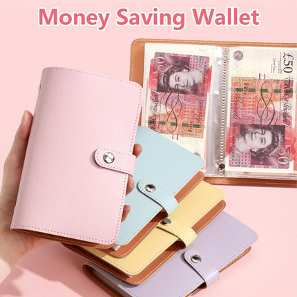 2Pcs 100 Envelopes Money Saving Challenge,Mini Money Saving Binder,Budget Binder with Cash envelopes, Savings Challenge Binder- Savings Challenges Book to Plan and Save $5,050(Pink + Blue)
