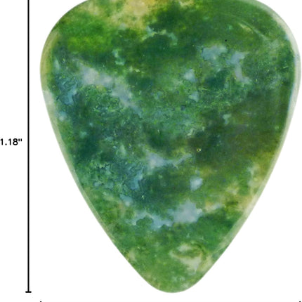 Green Moss Agate Stone Guitar Or Bass Pick - 3.0 mm Ultra Heavy Gauge - 351 Shape - Specialty Handmade Gemstone Exotic Plectrum - 3 Pack