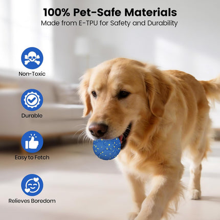 Invengo Interactive Dog Ball, Automatic Rolling Dog Toys with 3 Play Modes, E-TPU Material Dog Balls, IP65 Waterproof Interactive Dog Toys for Medium Dogs(Blue)