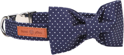 Boy Dog Collar with Navy Blue Bow Tie, Small