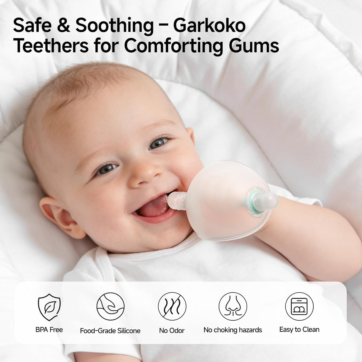 No-Drop Silicone Baby Teether Toy, BPA-Free Teething Relief for Babies 3-18 Months - photo 4