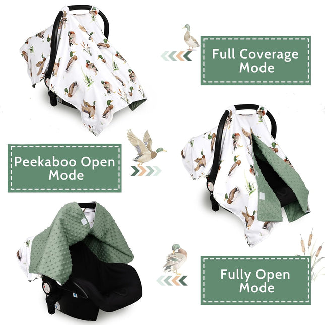 Green Peekaboo Infant Car Seat Cover for Baby Boys