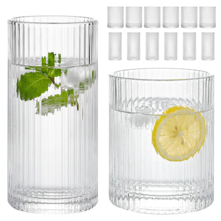 Crystal Cocktail Glasses Drinking Glasses Set of 12 Glass Cups