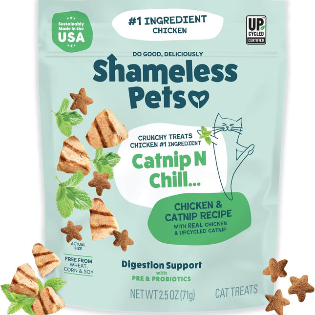 Crunchy Cat Snacks & Treats – Healthy Cat Treats for Indoor Cats & Kittens with Catnip, Real Chicken & Digestive