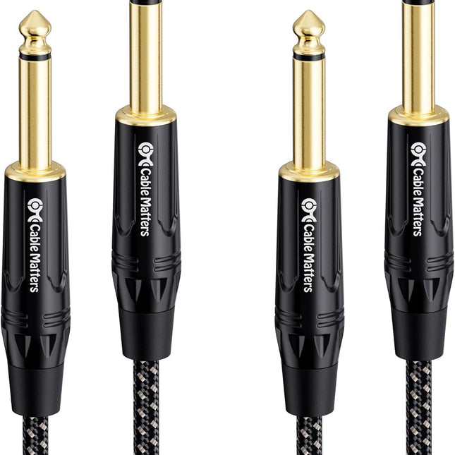 2-Pack Braided 1/4 Inch TS to TS Electric Guitar Cable - 3ft, Guitar Cord/GuitarAmp Cord/Instrument Cable for