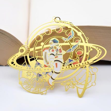BLBMH Metal Bookmarks for Men Him Unique Christmas Birthday Gifts for Boyfriend Best Friend Anniversary Valentine’s Day Gifts - Astronaut and Moon Phases