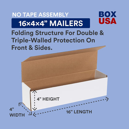 Box USA Moving Boxes Medium 16"L x 4"W x 4"H, 50-Pack | Corrugated Cardboard Box for Packing, Shipping and Storage 16x4x4 1644