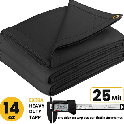 PROTARP Heavy Duty 14 OZ Water Resistant Canvas Tarp, UV Resistant Tarpaulin Cover with Rustproof Brass Grommets, Multipurpose for Canopy, Roof, Camping, Woodpile (Grey 5'X7')