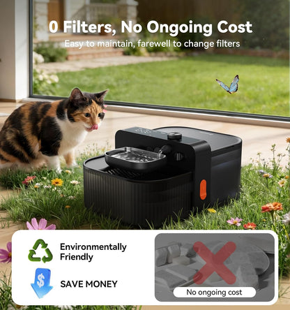 Wireless No-Filter Pet Water Fountain, 3.5L Black - photo 3