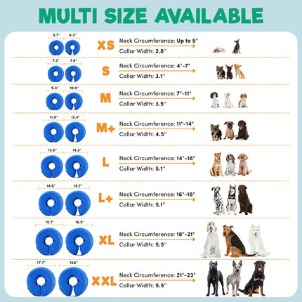 BENCMATE Inflatable Dog Cone Collar Alternative, Soft Dog Cone for Small Medium Large Dogs and Cats, Neck Recovery ECollar Donut Collar After Surgery (X-Small，Blue)