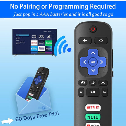 Gotellx 2 Pack Replacement Remote Controls for Roku TV, Compatible with TCL/Hisense/Sharp/Philips/Onn/Element Roku TV (Not for Roku Stick,Box or Speaker)