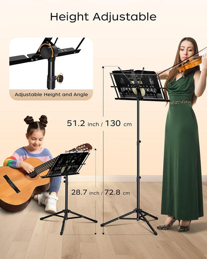 Music Stand, 2 in 1 Dual-Use Folding Sheet Music Stand & Desktop Book Stand, Portable Lightweight with - photo 4