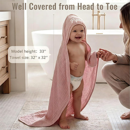 2-Pack Personalized Muslin Hooded Baby Towels Soft & Absorbent Custom Name Bath Towel for Newborn & Infant Infant Gift Baby Essentials for Newborn