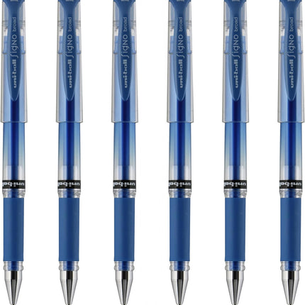 uniball Signo Gel Impact Pens, Bold Point (1.0mm), Metallic Blue Ink, 6 Pens