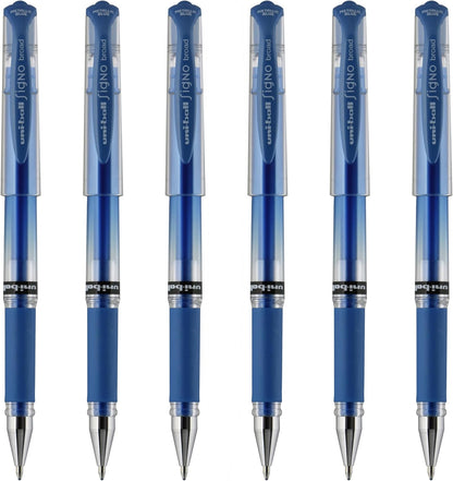 Gel Pens, Bold Point (1.0mm), Metallic Blue Ink, 6