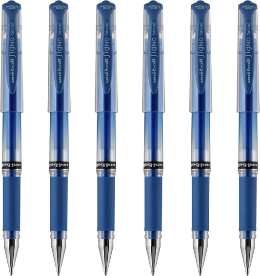 Gel Pens, Bold Point (1.0mm), Metallic Blue Ink, 6