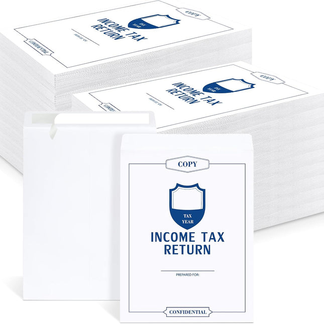 100Pcs Income Tax Return Envelope for Tax Preparers 9 x 12 In White Open End Security Envelopes Printable Envelopes Letter Size for Office Business Legal Documents Catalog Paper Mailing