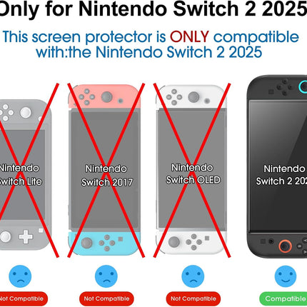 amFilm Auto-Alignment OneTouch for Nintendo Switch 2 Screen Protector [7.9''] 2025 Tempered Glass, Accessories, 30 seconds Installation, Bubble Free, Scratch Resistant, Touch Sensitive, Transparent [2 Pack]
