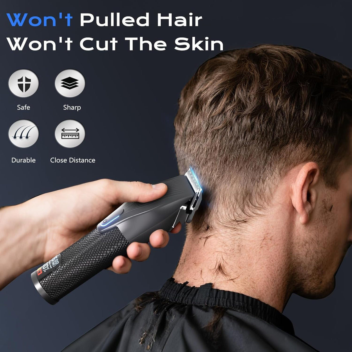 Hair Clippers for Men, Professional Cordless Hair Cutting and Trimmers Set with 7500RPM Powerful Motor & LCD Display, Mutil Function Mens Electric Hair Grooming Shaver Kit for Nose, Face, Body, Beard