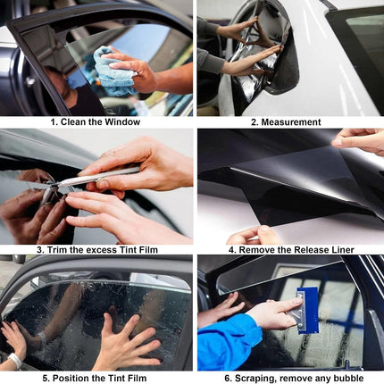 Mkbrother® Car Window Tint Film - 5% VLT 36" in x 20' Ft (36" x 240") Roll, UV & Heat Blocking, Scratch Resistant, Privacy Adhesive Film for Auto & Home Windows