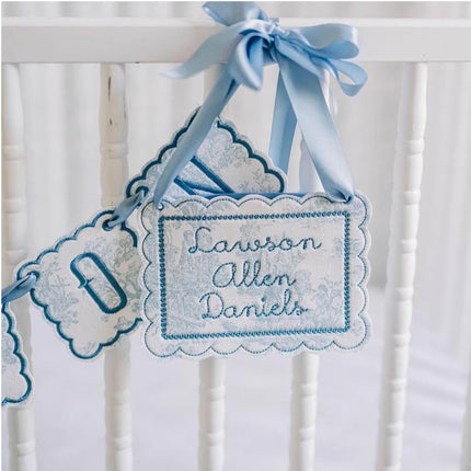 Personalized Baby Name Sign - Embroidered Newborn Announcement Door Hanger with Custom Name Nursery Decor and Baby Shower Gift