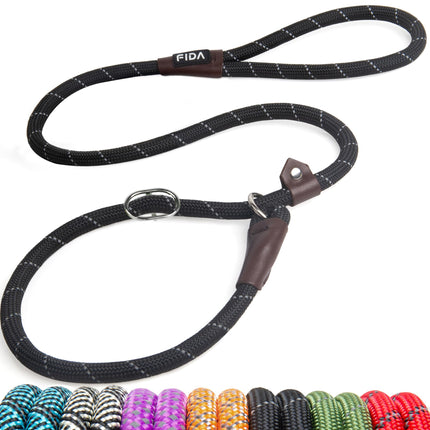Durable Slip Lead Dog Leash, 6 FT x 1/2" Dog Training Leash, Black