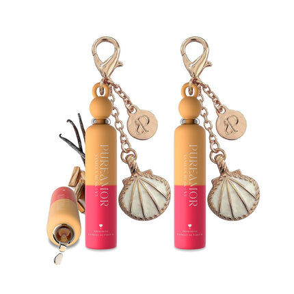 PUREAMOR Pheromone Perfume for Women, Vanilla Musk 2-Pack Keychain Perfume – Warm Cozy Scent with Vanilla, Musk & Sandalwood, Long Lasting Extrait de Parfum, 0.07 oz / 2 ml Each