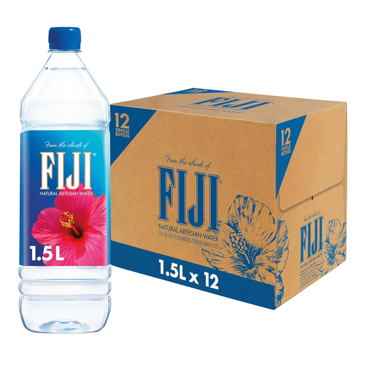 Natural Artesian Bottled Water 1.5 Liters / 50.7 Fl Ounce (Pack of 12) - 100% Natural Electrolytes