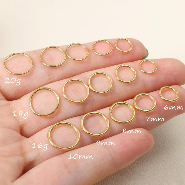 20G 7mm Gold Titanium Nose Ring Hoop