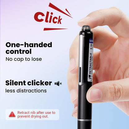 Retractable Fountain Pen Set: Fine Nib Black Ink Pens Includes 5 Ink Cartridges Smooth Writing for - photo 3