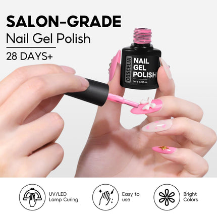 Set de 25PCS de esmalte de uñas en gel colores de otoño, esmalte en gel soak off con brillo y mate, capa superior dorada plateada con glitter, rojo marrón negro blanco verde DIY para mujeres y niñas